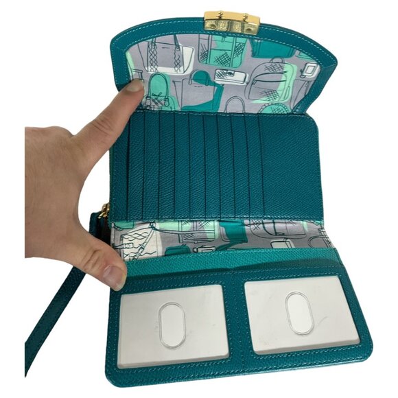 VERA BRADLEY Ultimate Wristlet, Ikat Diamonds Teal, Genuine Leather - Picture 2 of 6